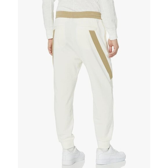 Armani Exchange Sweatpants Mens Large Beige Colorblock Joggers Pants Drawstring - Picture 2 of 13